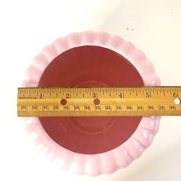 Bauer Pottery Pink Planter Bowl 3.75" x 5.5" Ridged Pumpkin Tracy Irwin '50's De - Picture 6 of 8